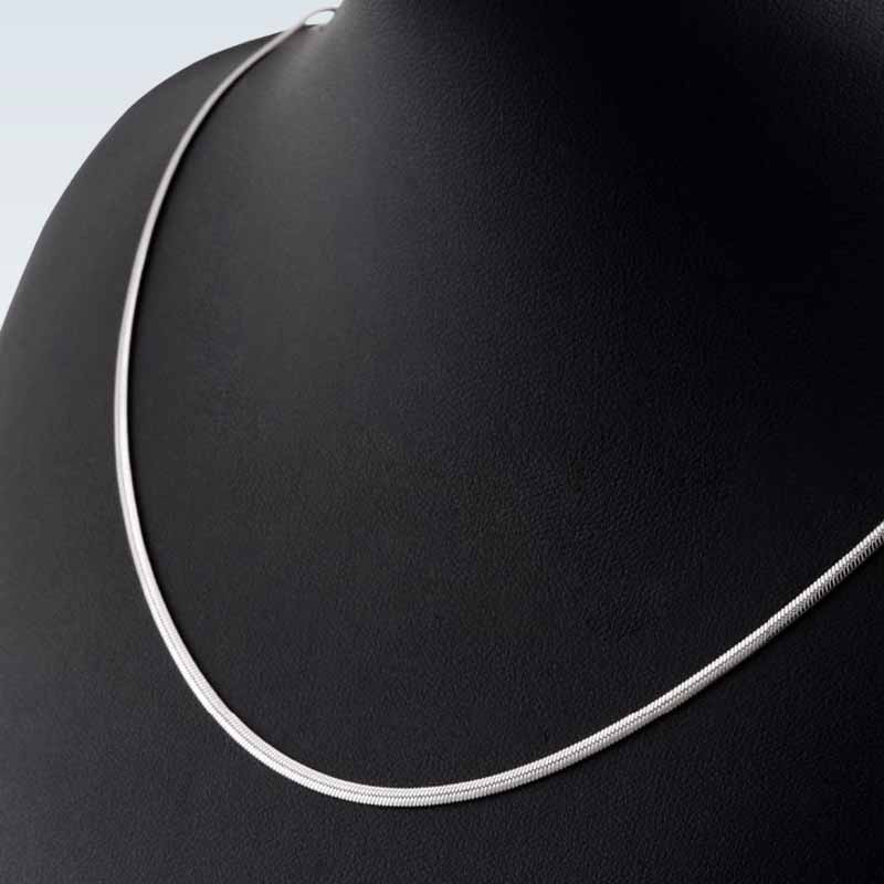 Wearing Flat Stainless Steel Snake Necklace