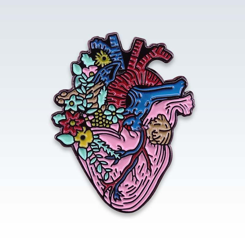 Floral Heart Enamel Lapel Pin