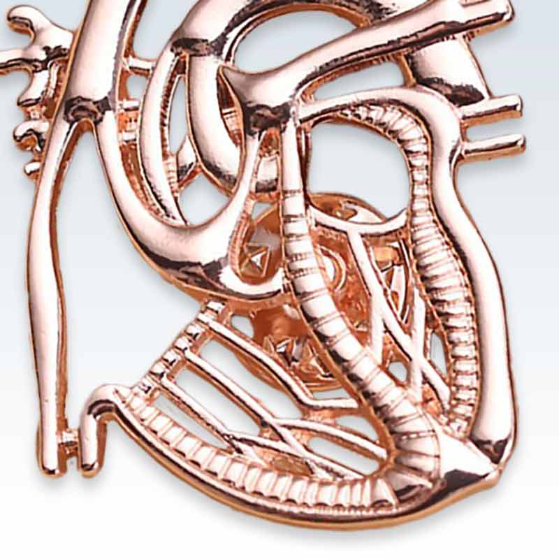 Rose Gold Dissected Heart Lapel Pin Detail