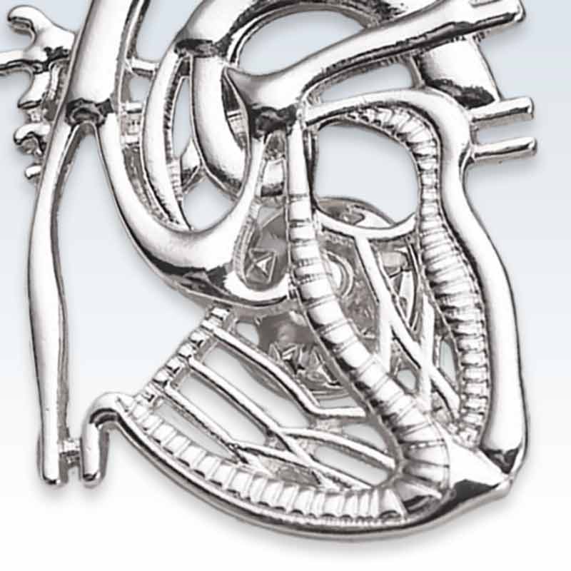 Large Dissected Heart Silver Lapel Pin