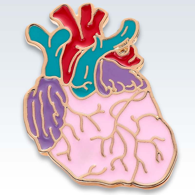 Colorful Enamel Heart Lapel Pin Detail