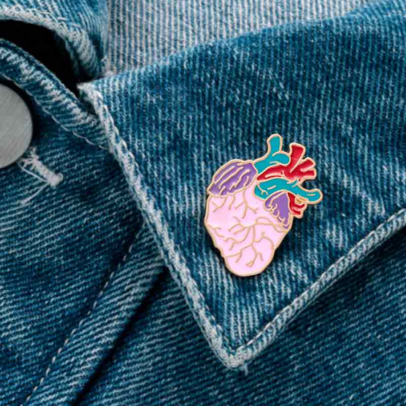 Enamel Heart Lapel Pin Wear