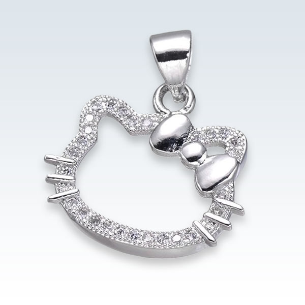 Kitty Silver Zirconia Charm