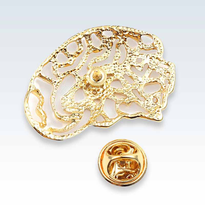 Hollow Brain Gold Lapel Pin Back
