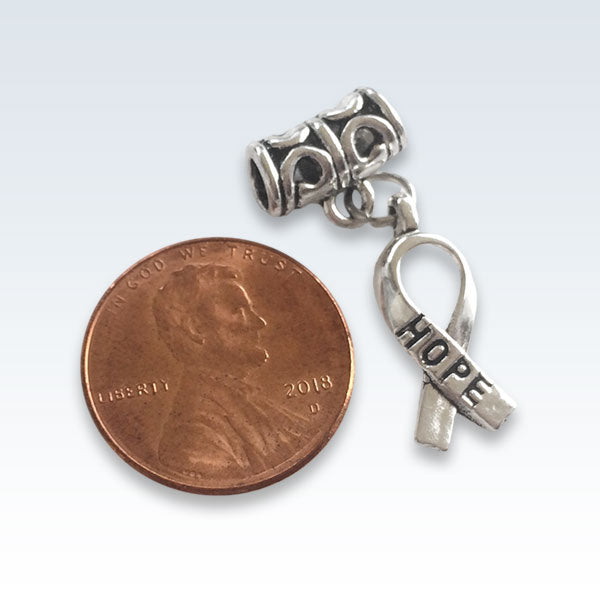 Hope Awareness Ribbon Metal Charm Size