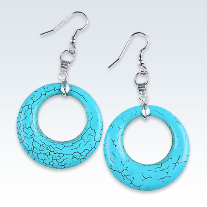 Howlite Blue Circle Earrings