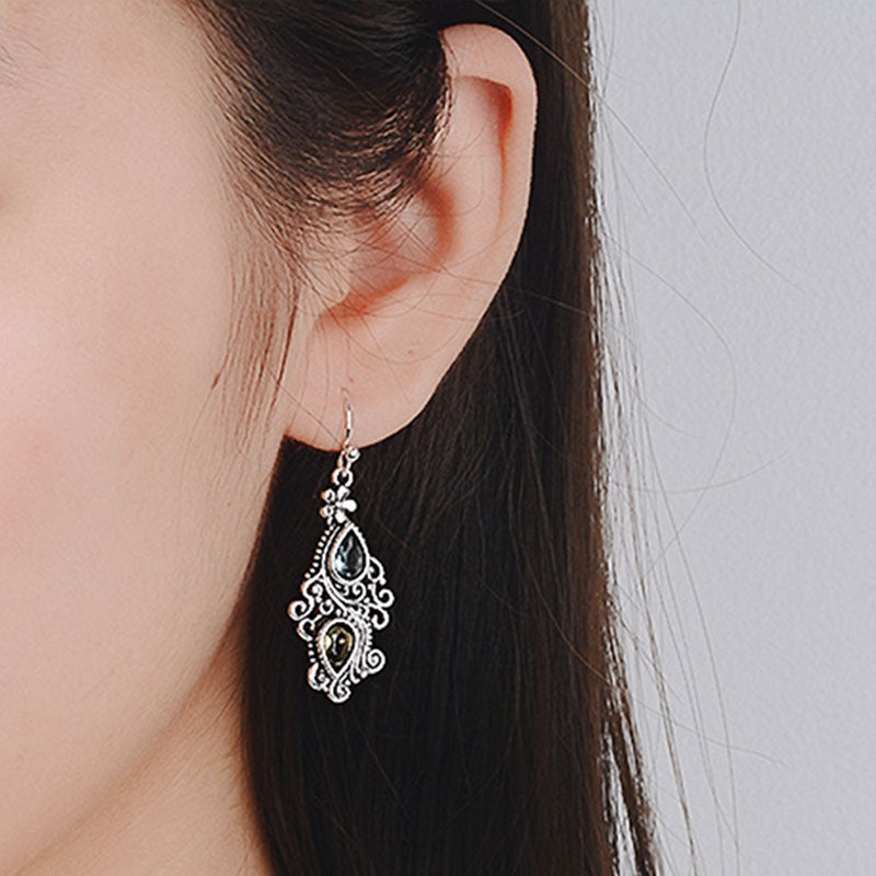 Wearing Korean Flower Drop Earring