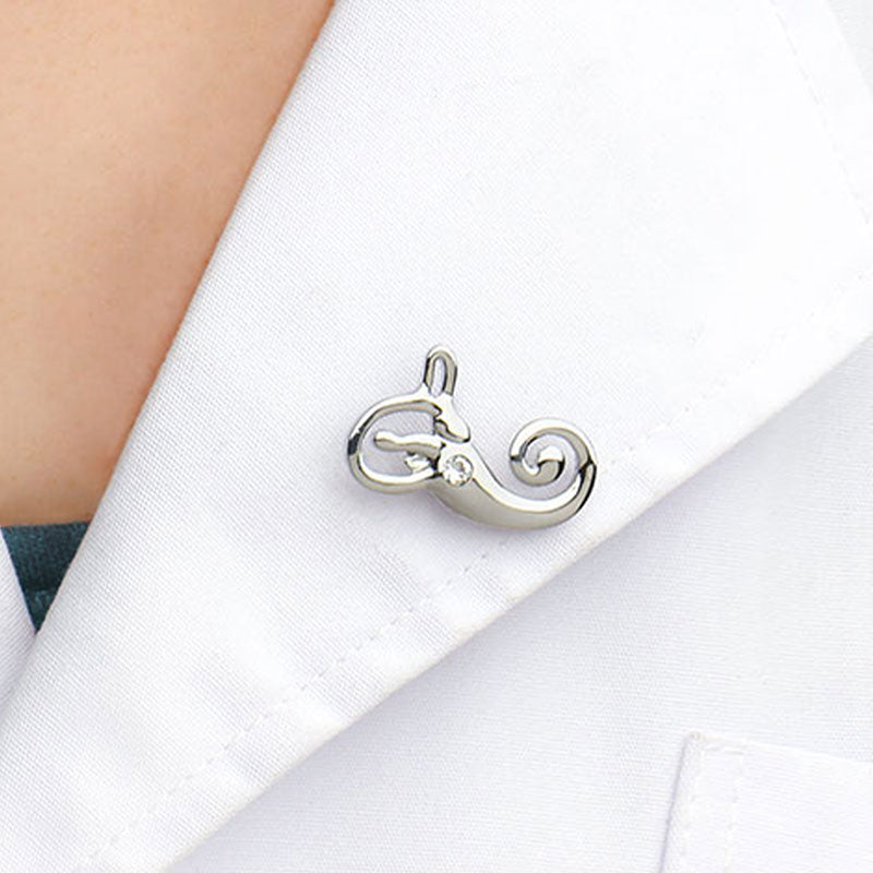 Wearing Silver Inner Ear Lapel Pin