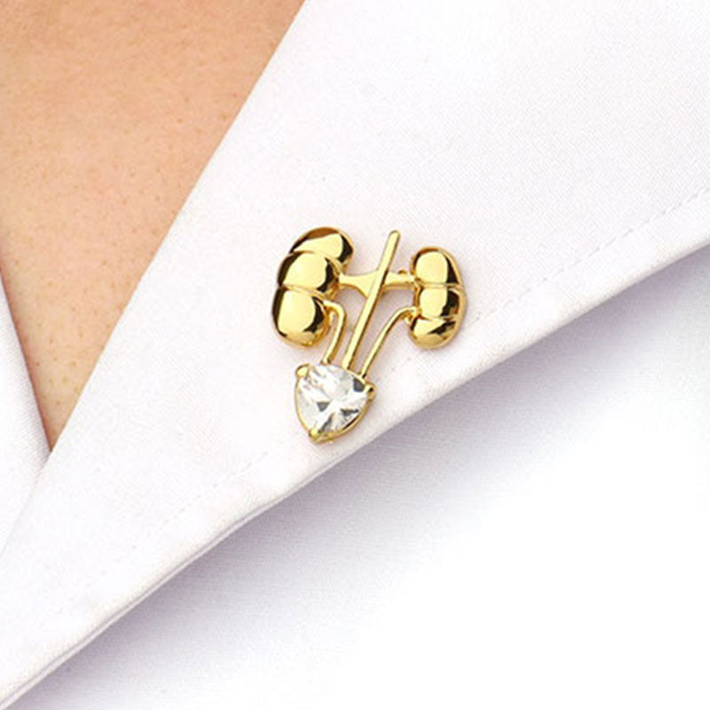 Wearing Gold Kidneys Lapel Pin