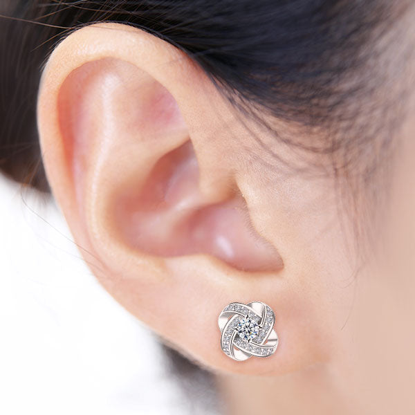 Wearing Mobius CZ Silver Earring Stud