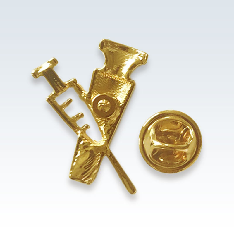 Gold Needle Shots Lapel Pin Back