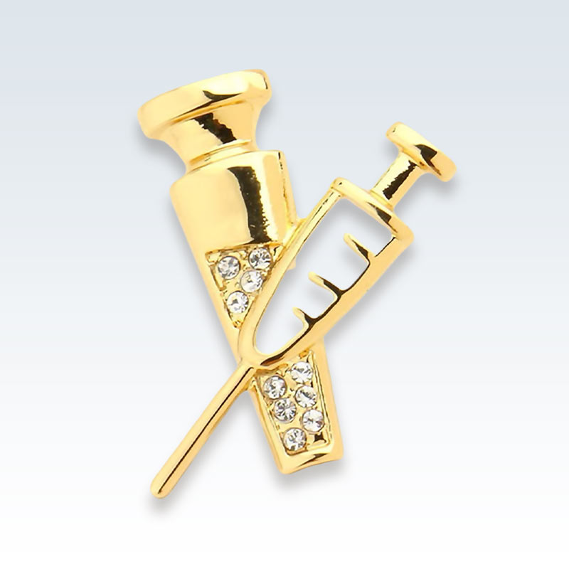 Gold Needle Shots Lapel Pin