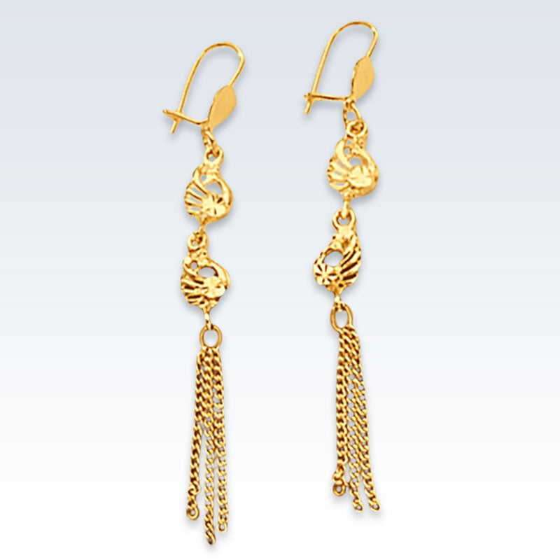 Peacock 24k Gold Dangle Earrings
