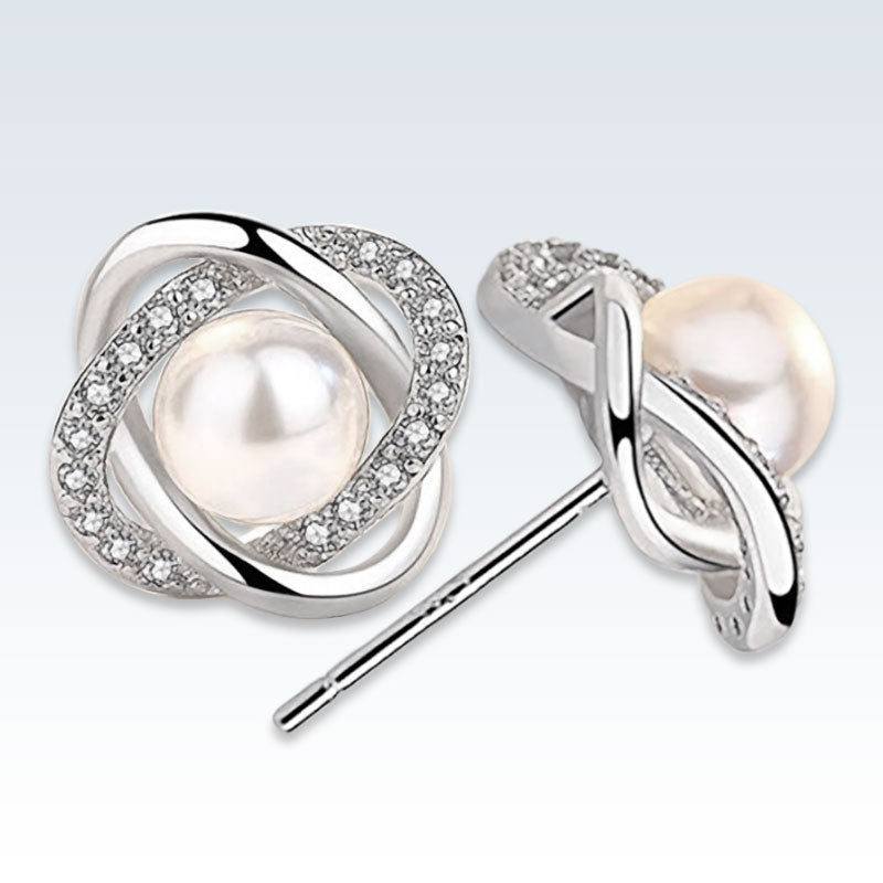 Pearl Mobius CZ Silver Stud Post