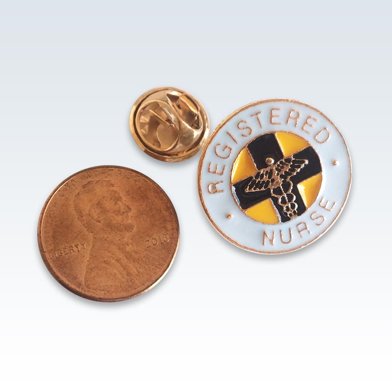 RN White Enamel Lapel Pin Size