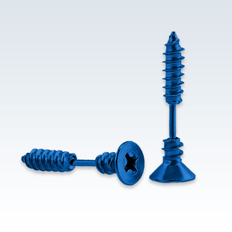 Blue Stainless Steel Screw Earring Studs