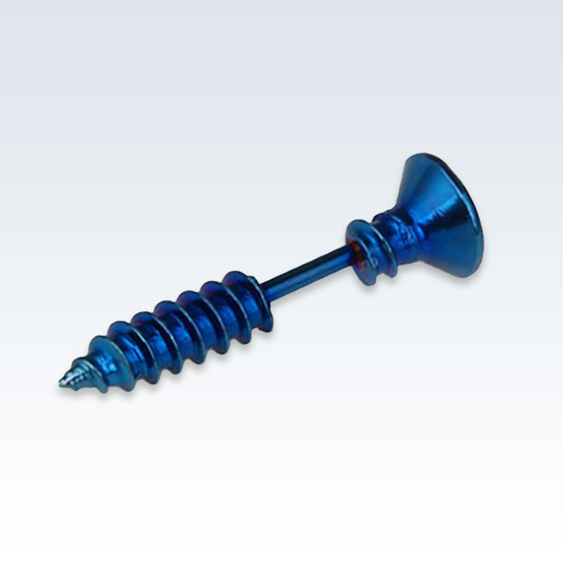Blue Stainless Steel Screw Earring Stud