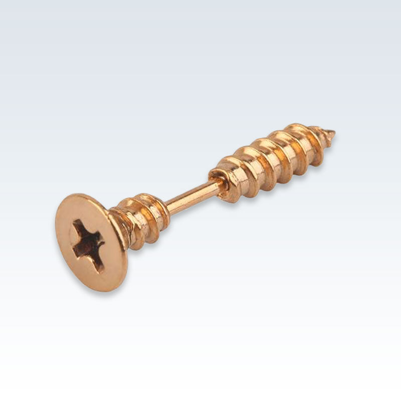 Gold Stainless Steel Screw Earring Stud