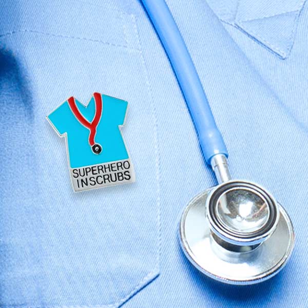 Wear Superhero in Scrubs Silver Lapel Pin