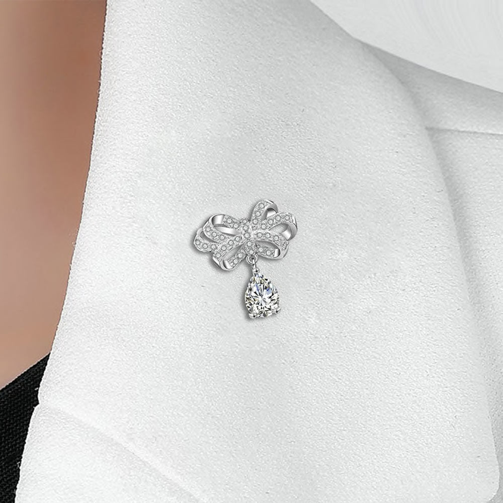 Silver Knot Brooch on Lapel