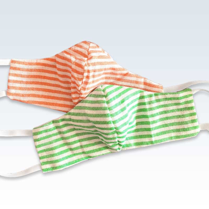 Bold Green Orange Stripe Large Mask