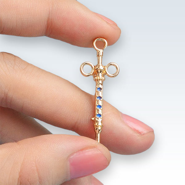 Holding Syringe Gold Lapel Pin