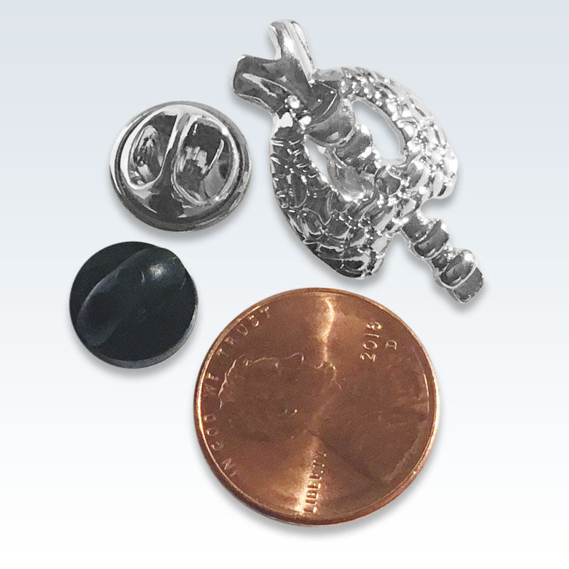 Silver Thyroid Lapel Pin Size