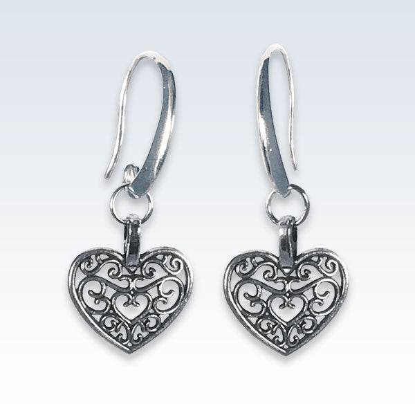 Antique Metal Hollow Heart Earrings