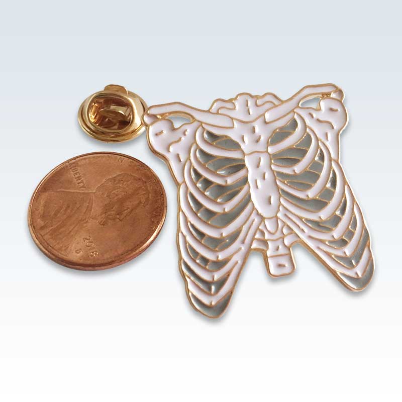 White Torso Anatomy Lapel Pin Size