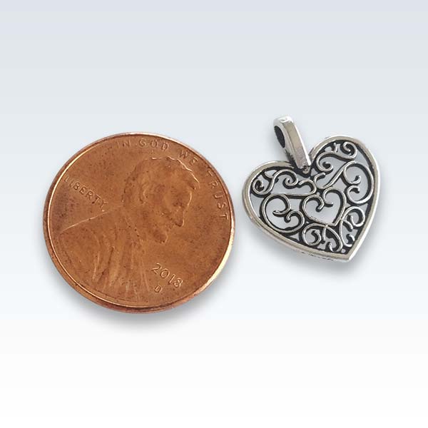 Antique Metal Hollow Heart Charm Size