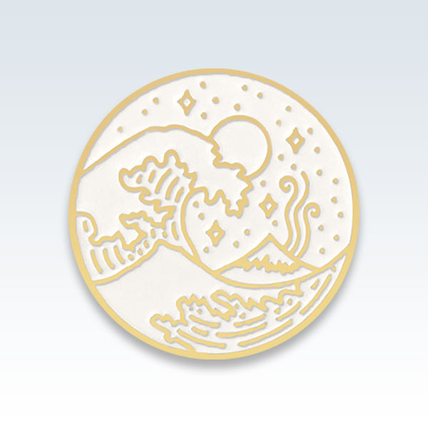 White Waves Mountains Nature Lapel Pin