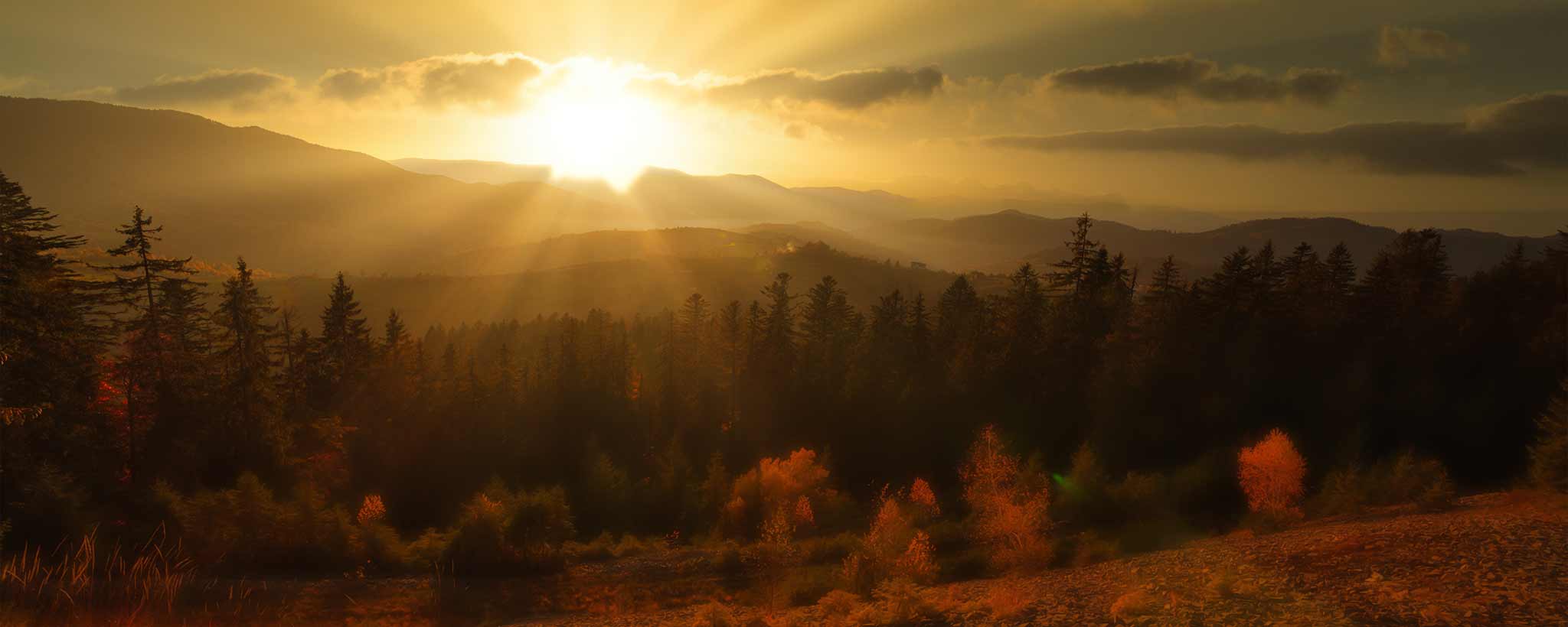 'An Autumn daybreak over the mountains.'