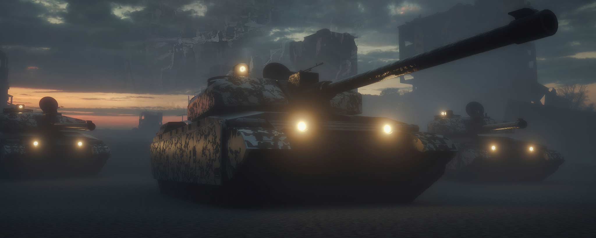 'Battlefield tanks in war'