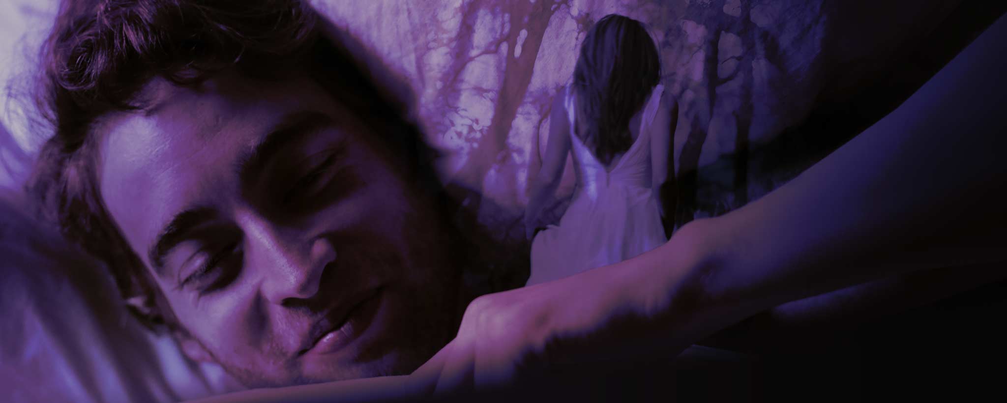 'A boy having a dream of a woman.'