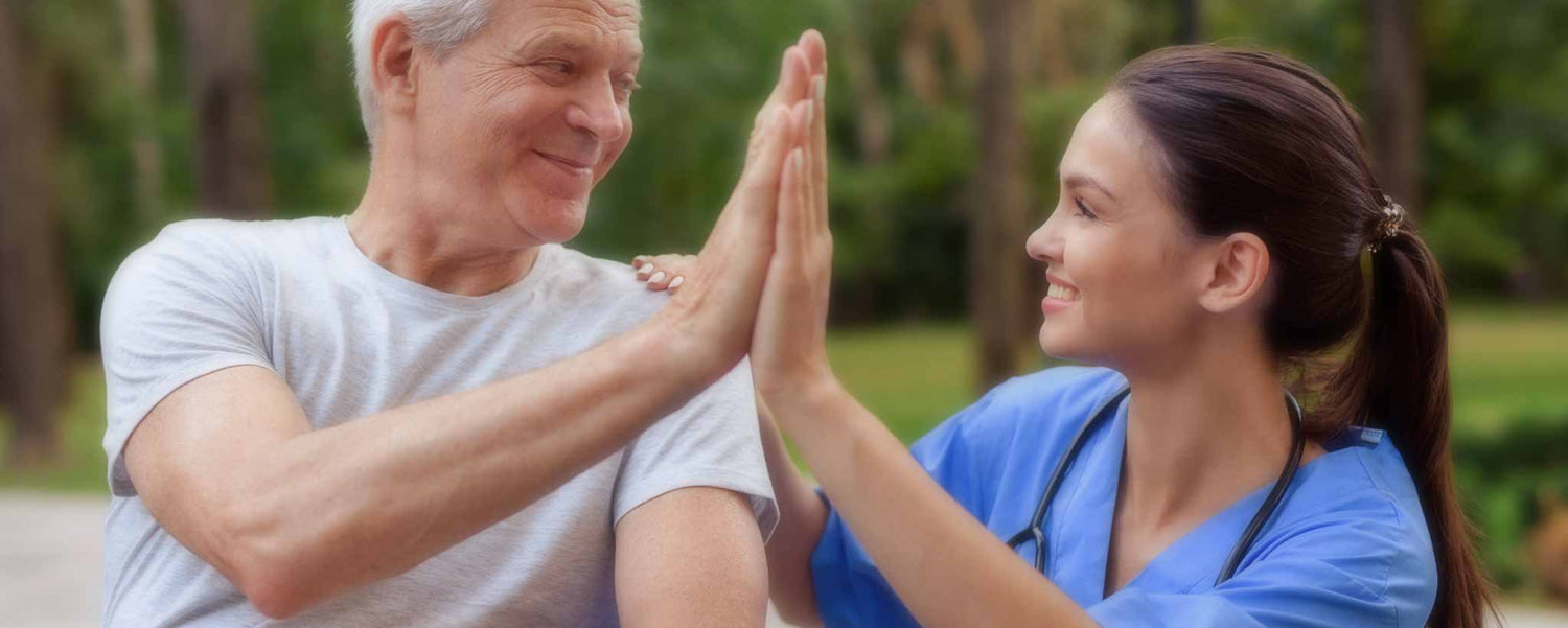 Nurse providing outdoor therapy
