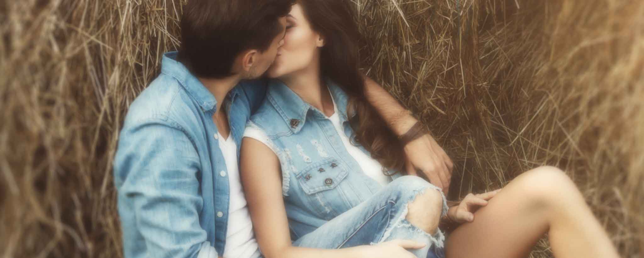 'Couple haystack kiss'