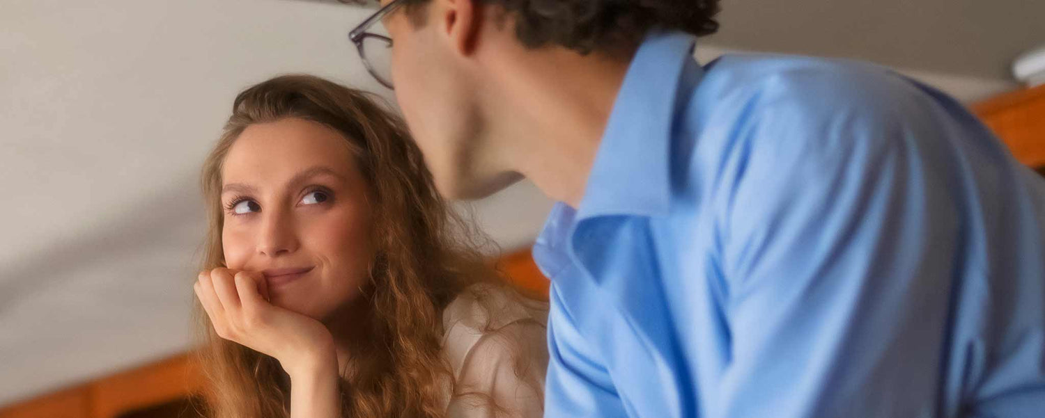 College couple in library