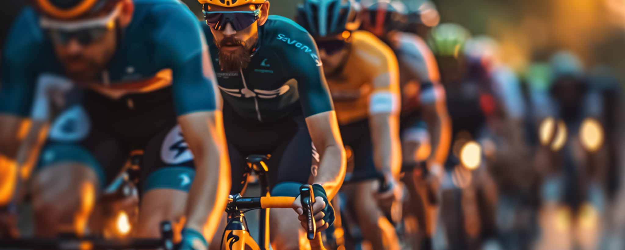 'Cycling race with athletes in a tight formation on a blurred background. (ai)'