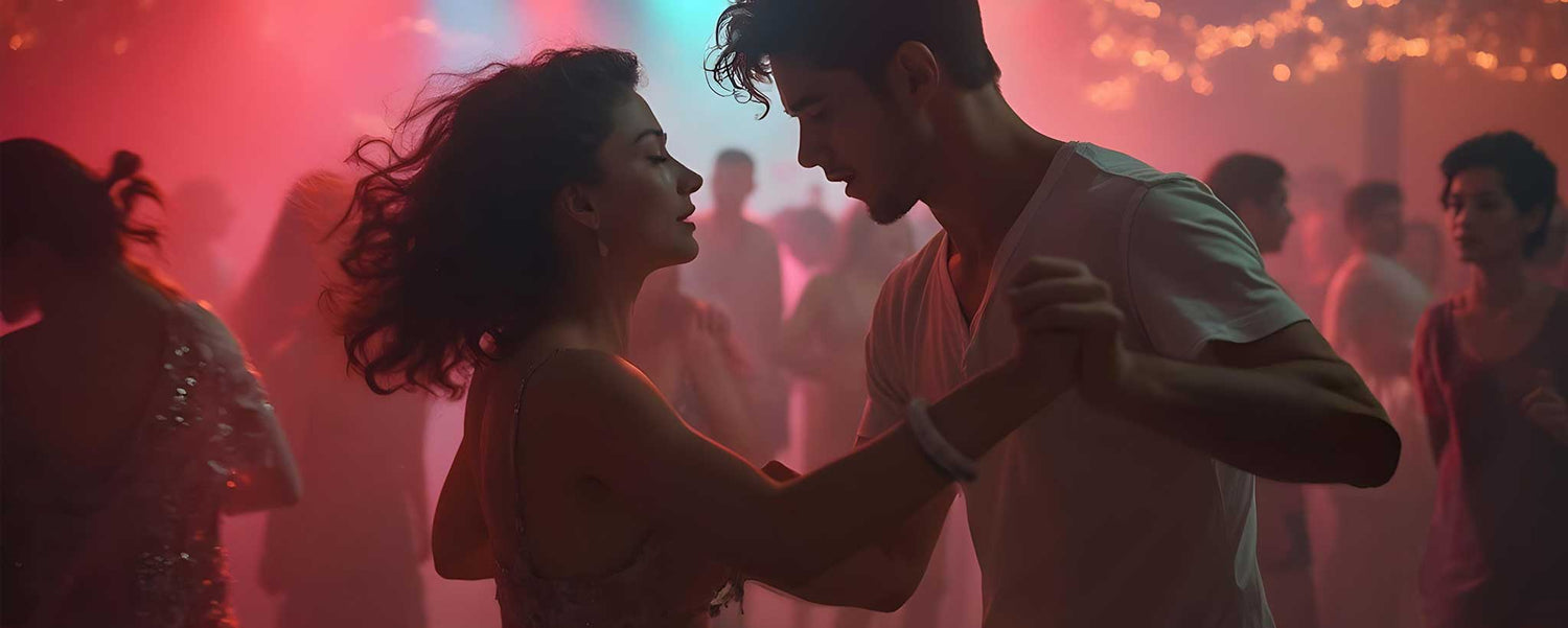 A young couple in a dance contest. (ai).