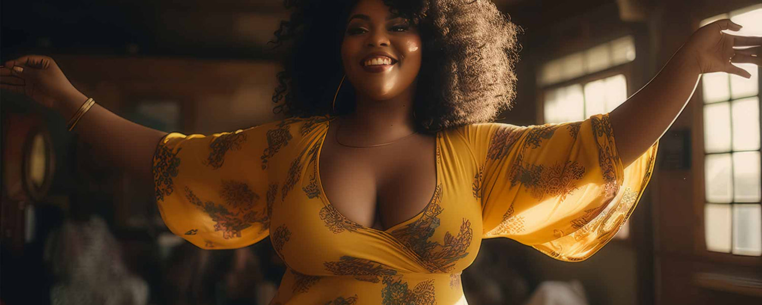 Black female with outstretched arms. (ai)