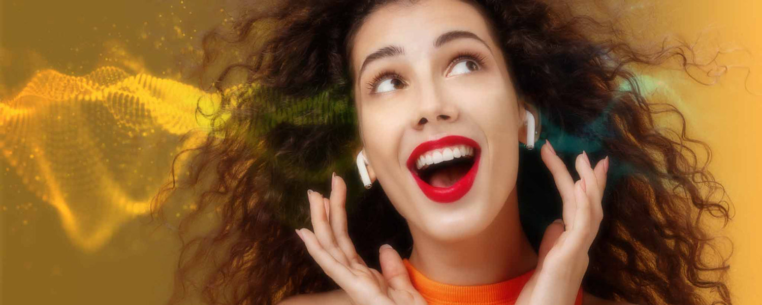 Female listening to earbuds