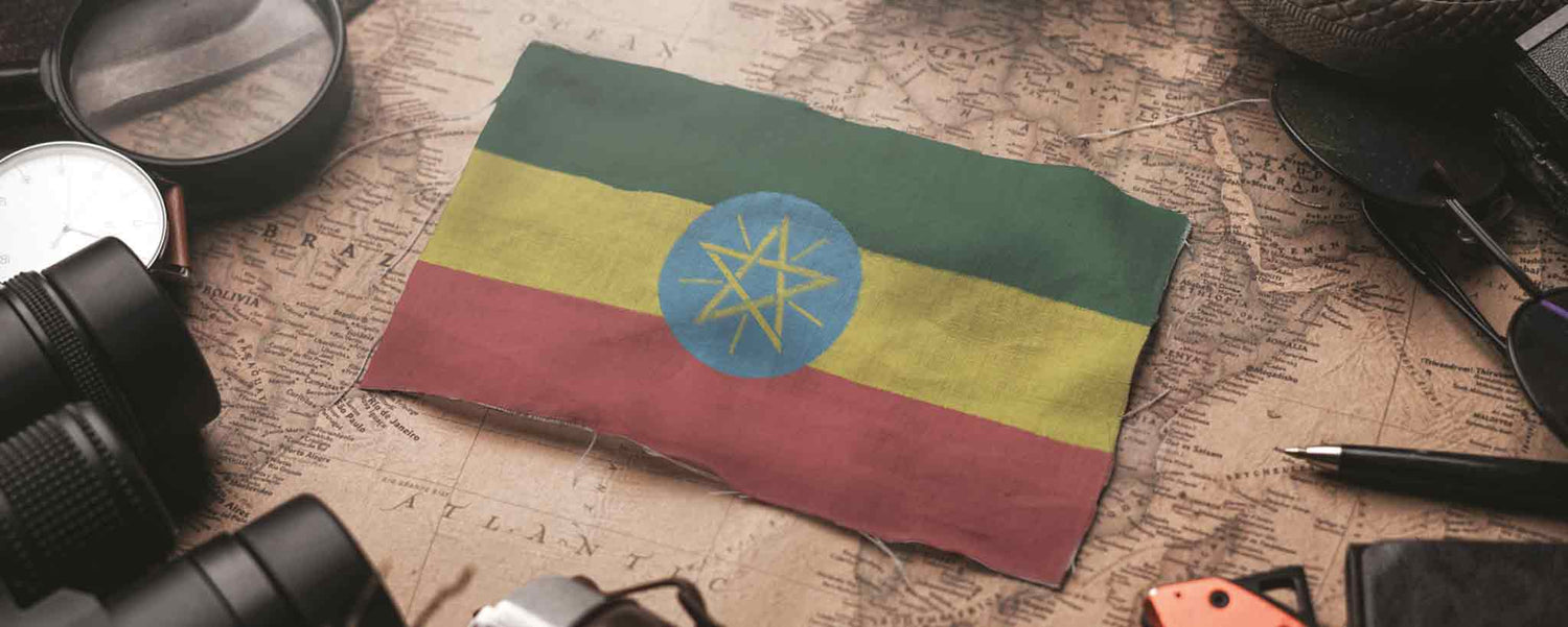 Ethiopia map and flag
