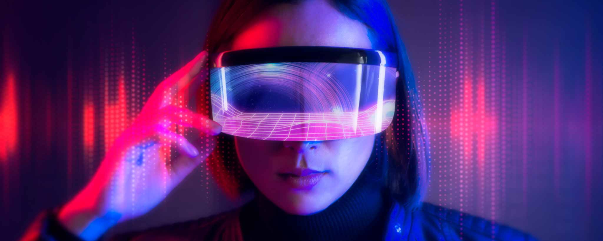 'Female wearing augmented reality glasses'
