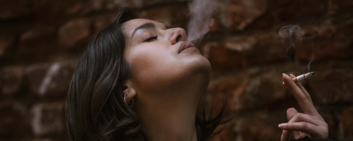 Woman smoking cigarette