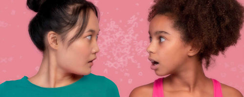 Surprised young girls profiles