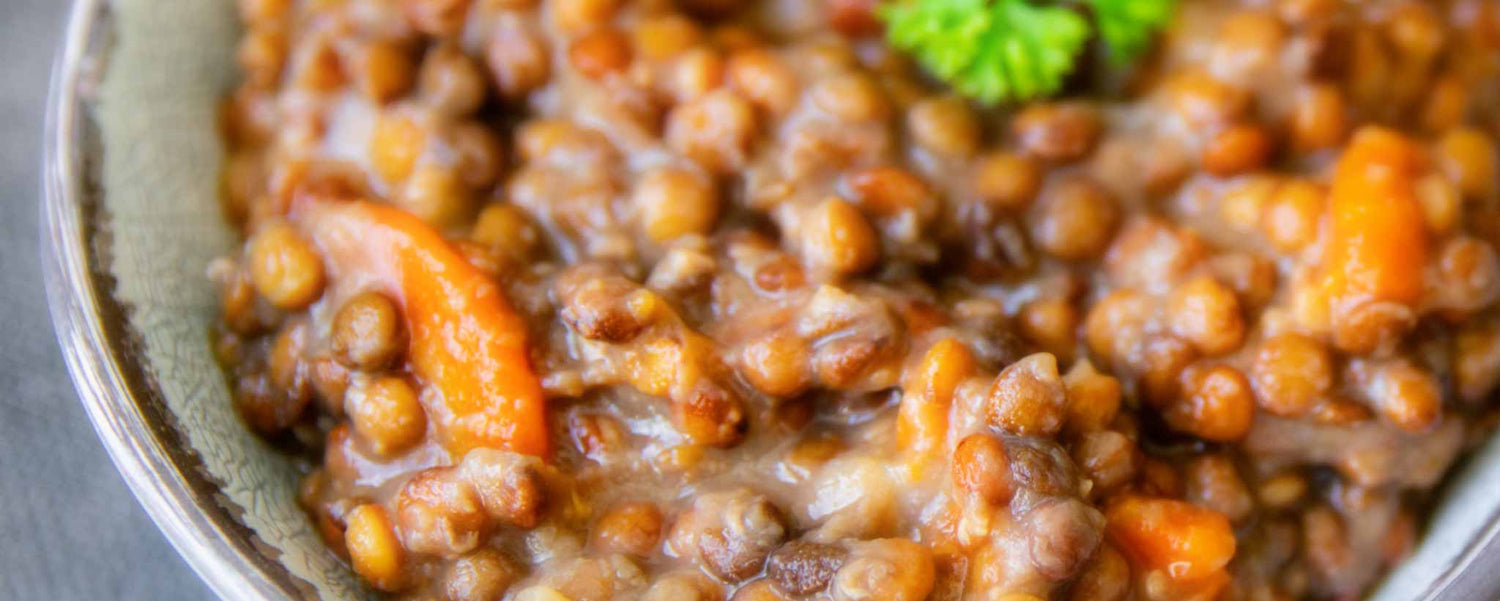 A bowl of lentils.