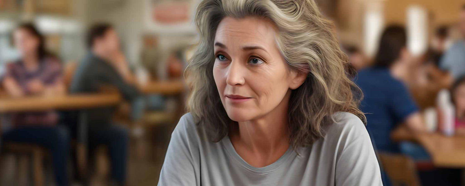 Mature woman seated in diner restaurant