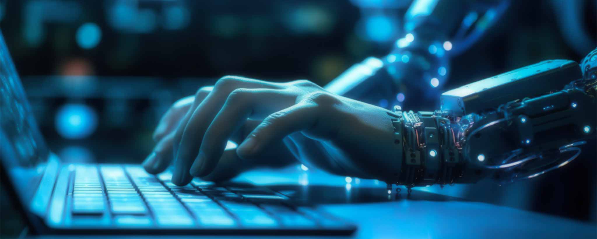 'Android hand typing on keyboard. (ai)'