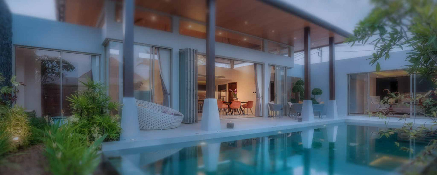 A luxurious home backyard pool.