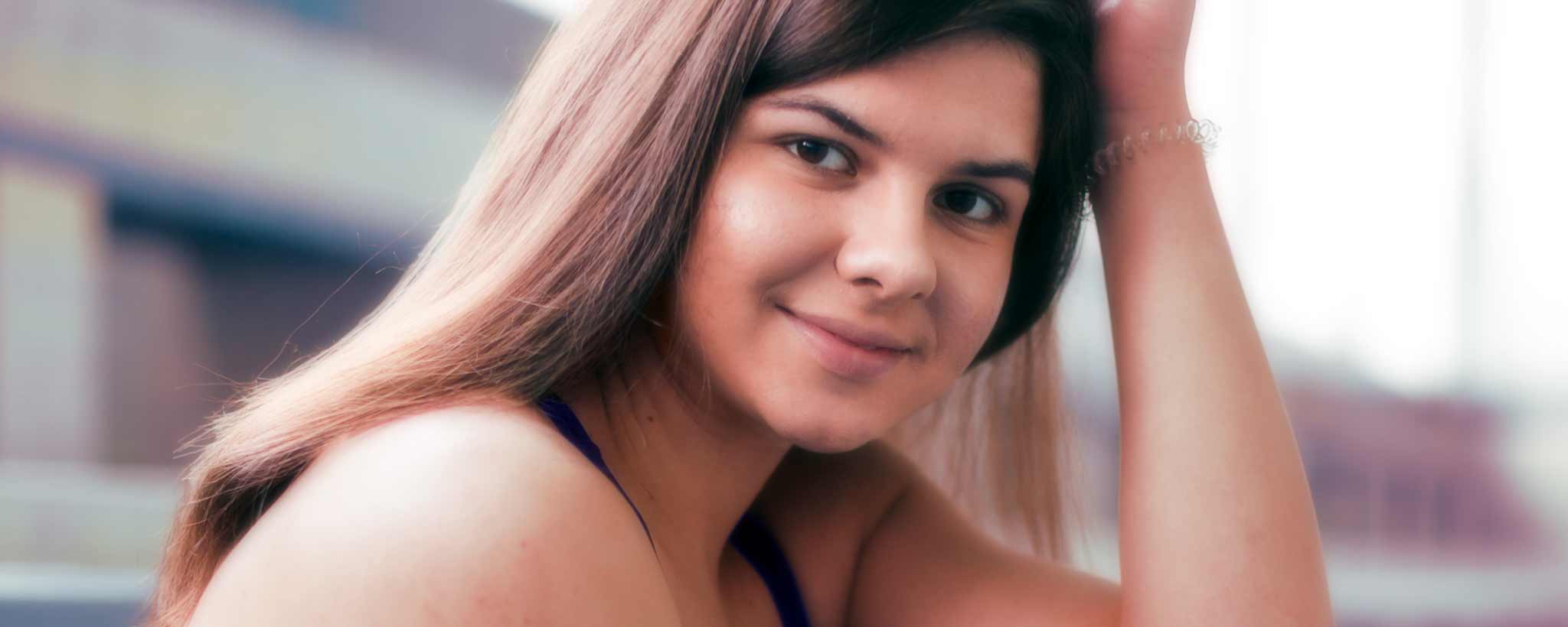 'Female swimmer portrait posing'